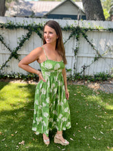 Load image into Gallery viewer, green floral midi dress