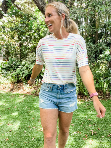 Rainbow Striped Tee